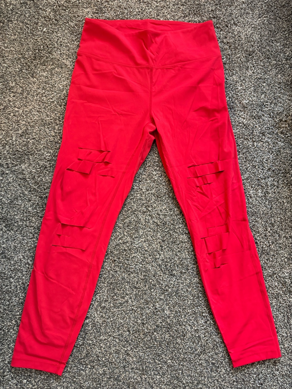 ZYIA Bright Red Slashed Athletic Leggings